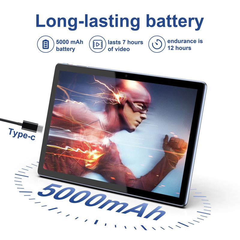 10.1 -tums android 11 surfplatta med 4gb+64gb x 1080p, 5000 x 1080p, 1280 x 800 ips fhd-pekskärm, 2mp+5mp kameror och bluetooth.