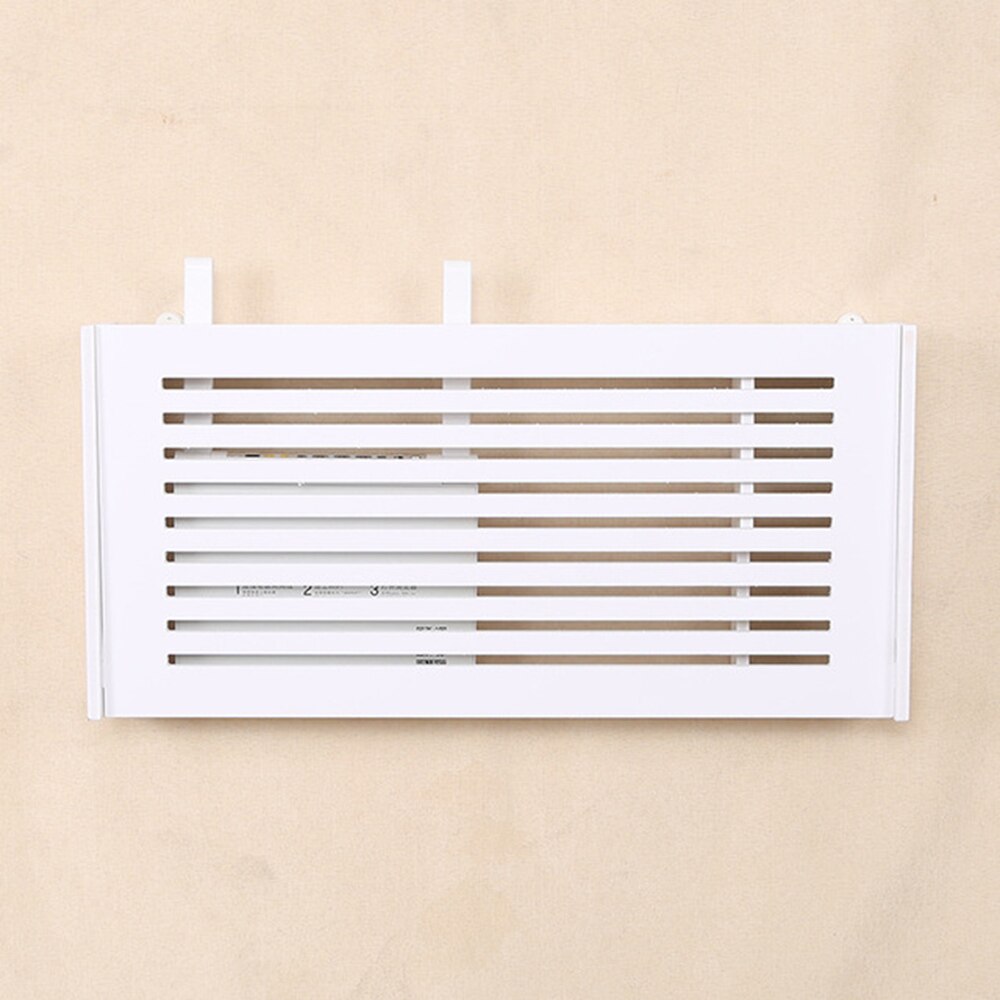 1 stk vægmonteret trådløs wifi router opbevaringsboks pvc panel hylde hængende stik bord beslag kabel opbevaring organizer boligindretning: 52 x 25 x 9.5cm f