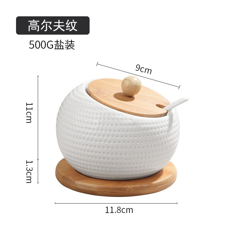 Keramische Specerij Opslag Jar Creatieve Keramische Keuken Kruiden Tank Set Olijfolie Fles Suiker Zout Shaker Kruidkruik: 1 white gef