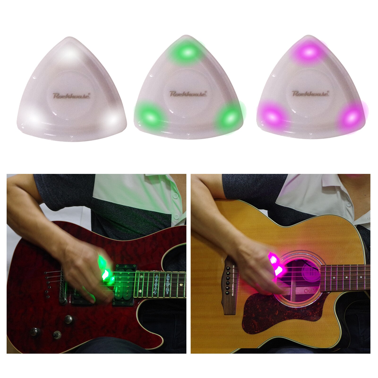 Elektrische Basgitaar Led Picks Shining Touch String Licht Plectrum Voor Guitarra Ukulele Toebehoren