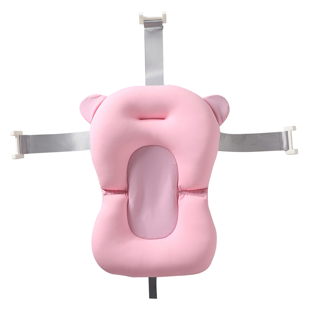 Bath Tub Pad Fixed Breathable Hanging Holes Portable Soft Skin Friendly Leak Proof Non-Slip Newborn Adjustable Buckle Shower: Pink