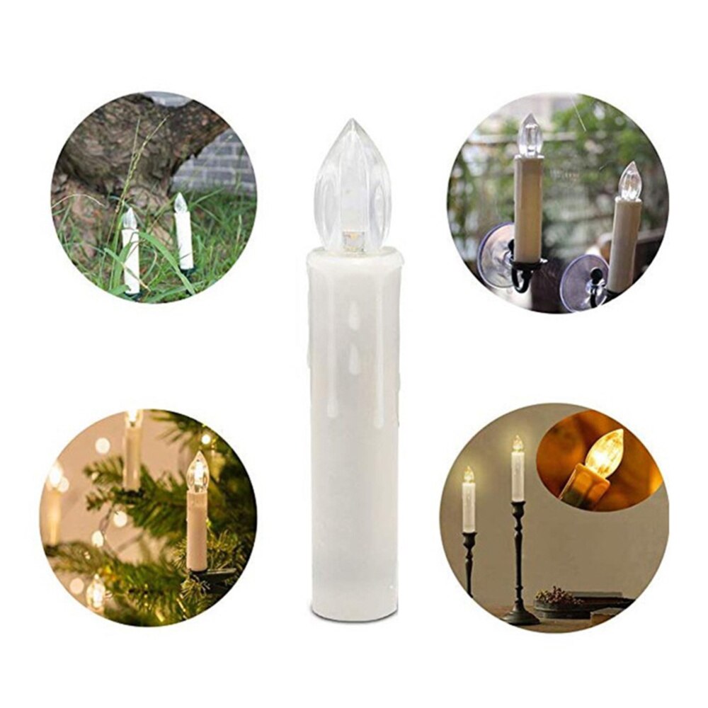 1 Set LED Candles with Clip Outdoor Christmas Indoor Flameless Candle Lights for Christmas Tree Garden Window