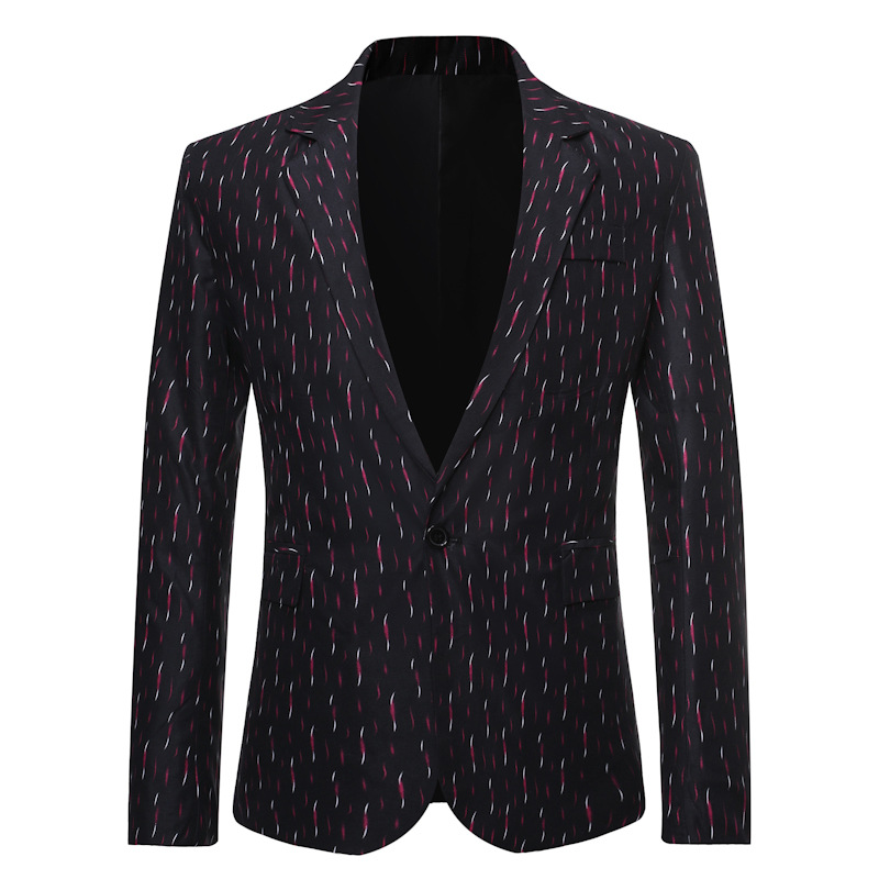Mens Gedrukt Business Casual Blazer Slim Wedding Party Stijlvol Blazers Voor Mannen Jasje Blazers Mannen Pakken: Black / L