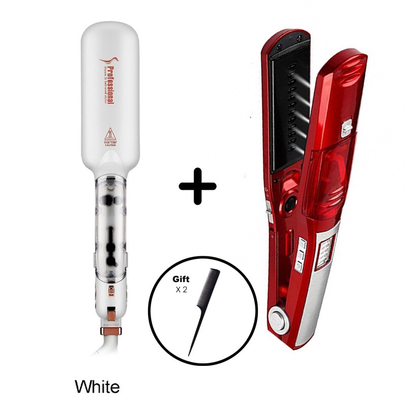 Infrared Steam Straighteners for Hair Steam Infrared Hair Iron with 2 Inch Wide Ceramic Tourmaline Plates Hair Iron