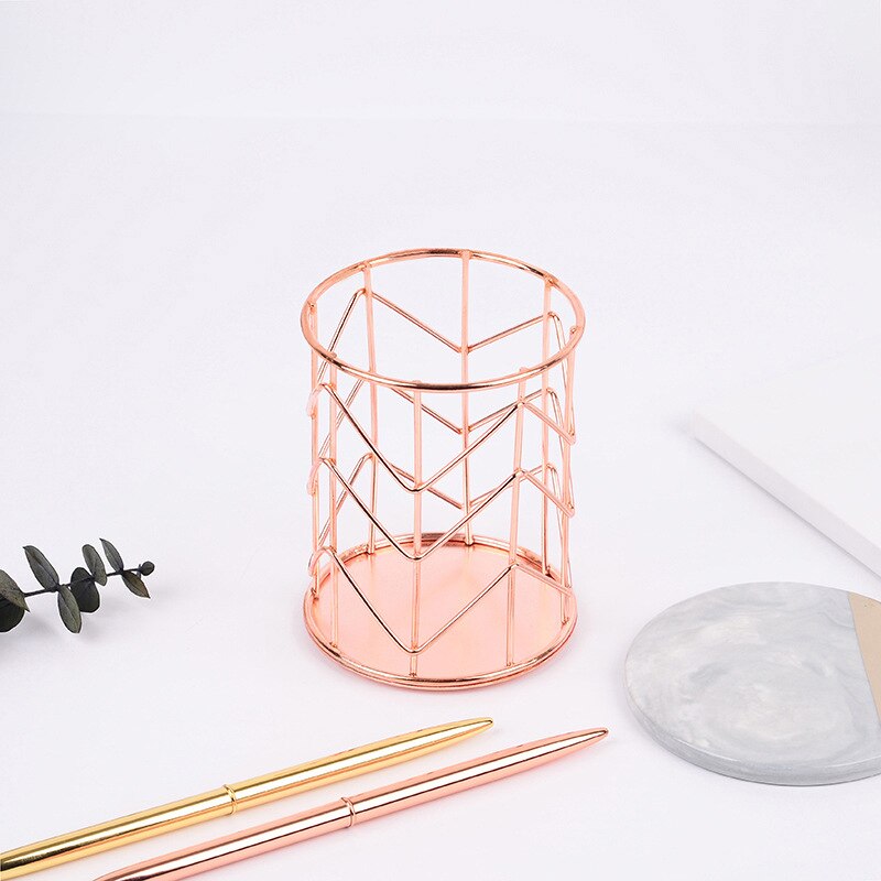 Soporte nórdico para bolígrafos, contenedor para lápices, bote de Metal para brochas, organizador de herramientas de maquillaje, almacenamiento, accesorios de papelería para oficina