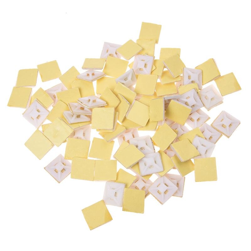 White Self Adhesive Cable Tie Mount Base Holder 100 Pcs Secure cable, tubing, wires with these self-adhesive cable tie base
