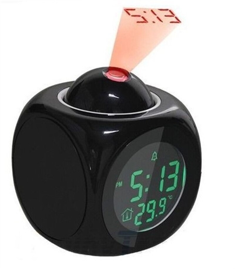 Smart LED Projection Alarm Clock Digital Weather LCD Snooze Clock Bell Alarm Display Backlight LED Projector Home Clock Timer