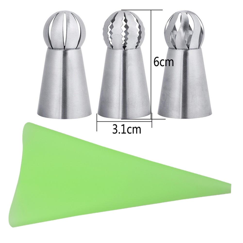 Cake Piping Tips Decoreren Mond Set 4 Delige Set Sferische Roestvrij Staal Plastic Bakken Nozzle Tool Diy Decoratie Nozzle Bag: green