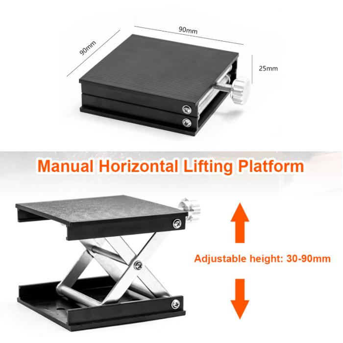 Adjustable Aluminum Router Lift Table Lab Lifting Plate Stand Platform Workbench Woodworking Laboratory Carpentry Tools: 02 Black