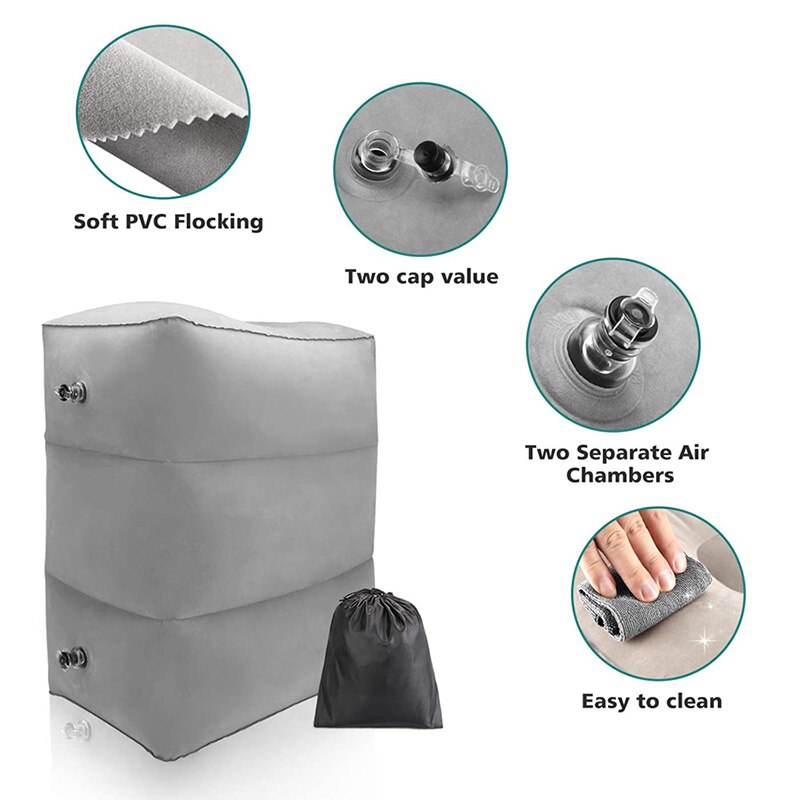 PVC Inflatable Travel Pillow Foot Rest Pillow Kids Airplane Sleep Bed Car Height Adjustable Adult Flight Sleeping Resting Pillow