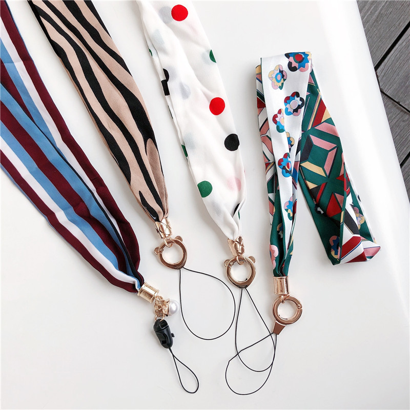 Silk Mobile Phone Straps Holder Key Badge Camera USB Holders Hanging Neck Rope Lanyard with Keyring