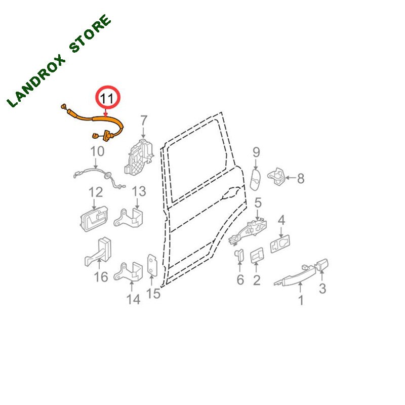 Car Tailgate Exterior Lock Cable For Land Rover Range Rover Sport 2005 OEM :FQZ500153