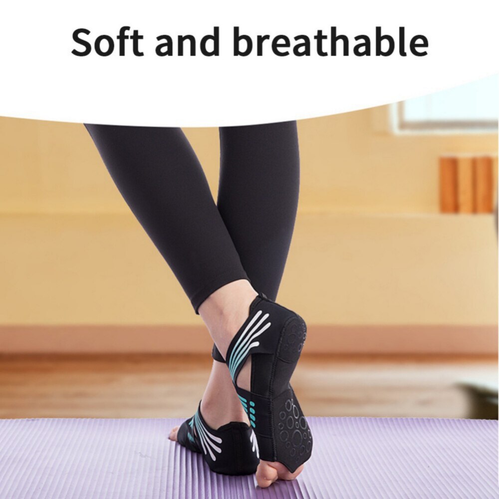 1 paar zehenfreie, rutschfeste damensocken für yoga, barre, pilates, fitnessstudio, sport, tanz, schwarz