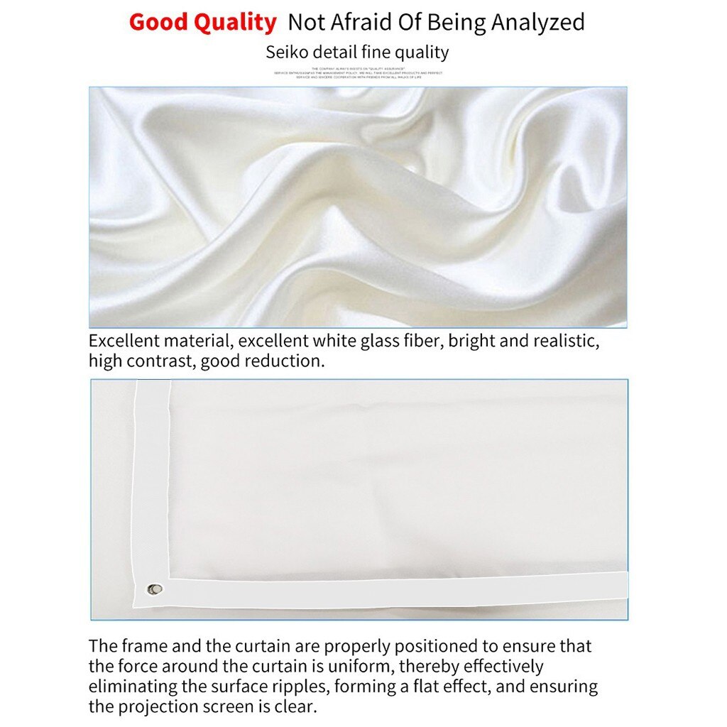 16:9 Projector Screen Portable Video Screen Widescreen Foldable Anti-Crease