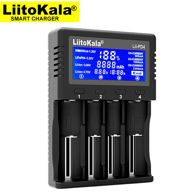 Genuine/Original Liitokala Lii-PD4 18650 Charger 1.2V 3.2V 3.7V 3.85V AA / AAA 26650 16340 25500 NiMH Lithium battery charger