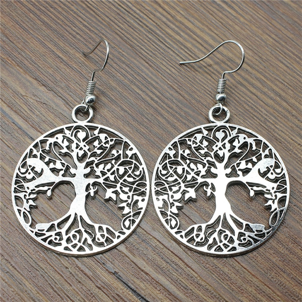 1 Paar Dangle Oorbellen Oorbel 40X35Mm Boom Van Leven Oorbellen Vrouwen Mode-sieraden Cadeau Voor Vrouwen