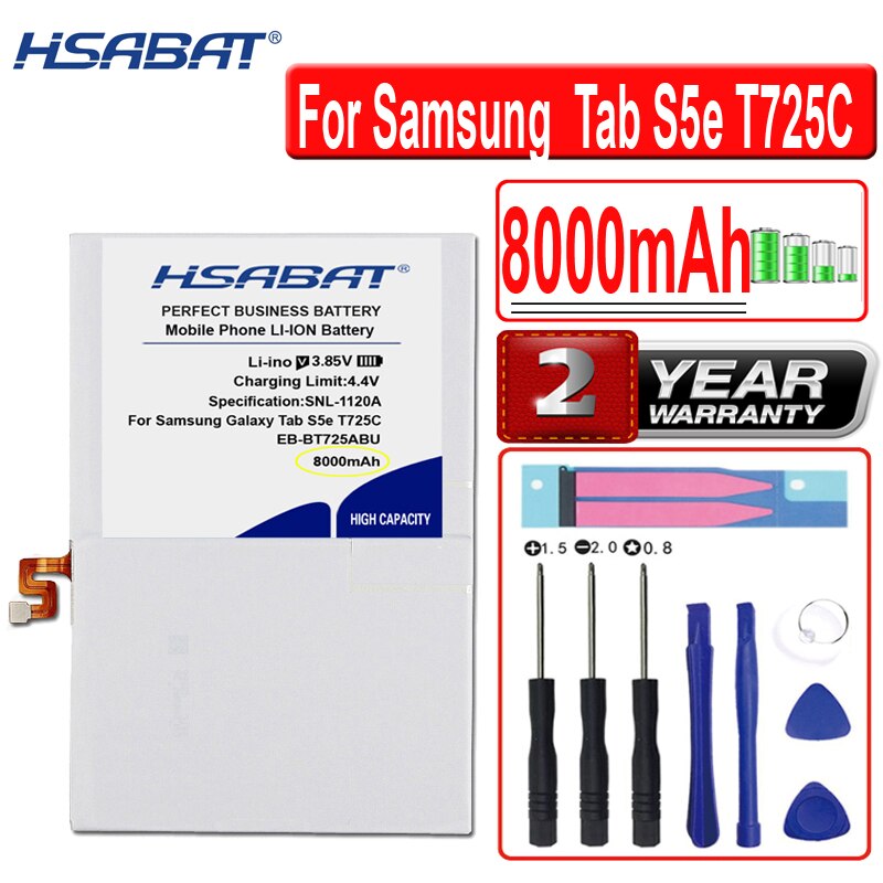 HSABAT 8000mAh EB-BT725ABU Battery for Samsung Galaxy Tab S5e T725C T720 SM-T720 SM-T725 Tablet PC Batteries