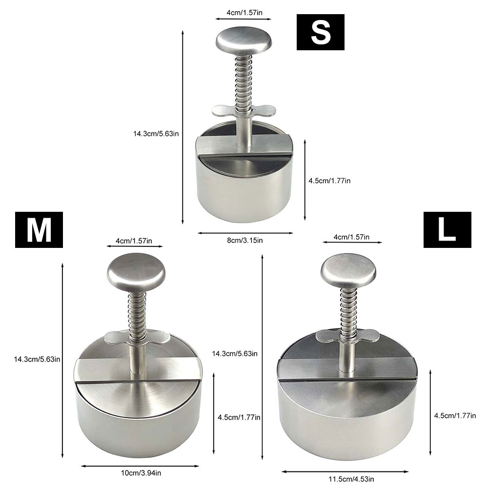 Stainless Steel Hamburger Patty Maker Manual Burger Press Mold Non-Stick Meat Pie Maker Adjustable Rice Pork Beef Ball Mold