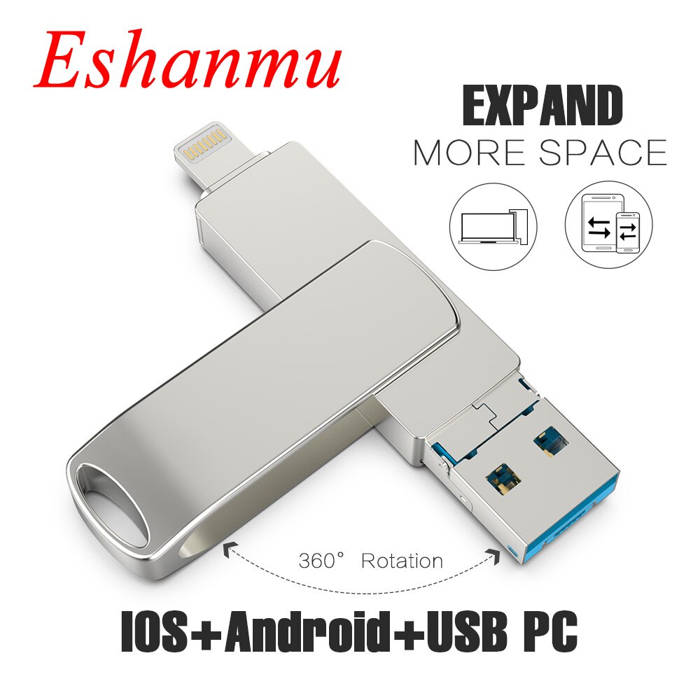 Khanmu-防水USBフラッシュドライブ,3-in-1ユニット,8-16-32-64-128GB,256GB,3.0 GB