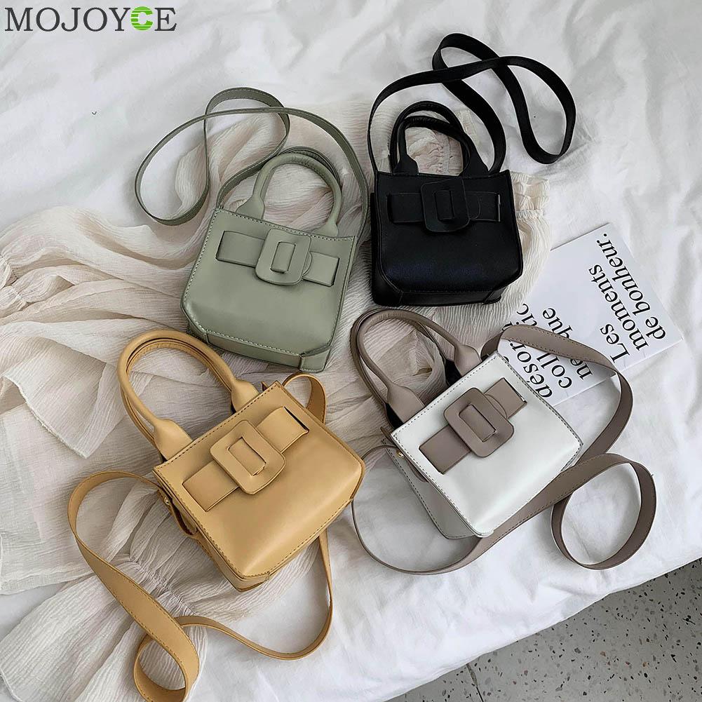 Frauen PU Leder Schulter Crossbody Totes Taschen Damen Mini fest Farbe Bote oben-handhaben Handtasche