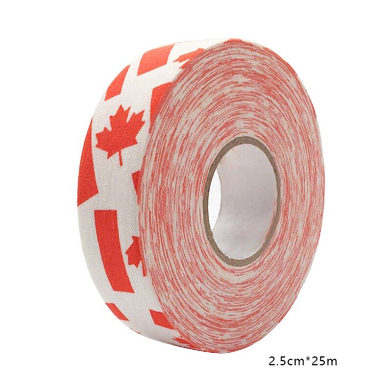 1PC 2.5cm x 25m di Stoffa Hockey Su Nastro di Sport di Sicurezza Calcio Pallavolo Basket Ginocchiere Hockey Su Nastro del Bastone da Golf gomito Nastro Nuovo: maple leaf