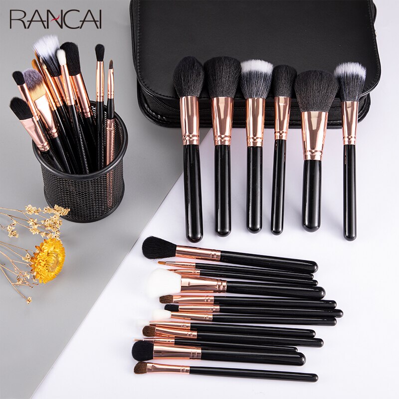 RANCAI-Juego de brochas de maquillaje , 29 Uds., grandes y flojos, base en polvo, sombra de ojos, delineador de ojos, cejas, pestañas, contorno, resaltar