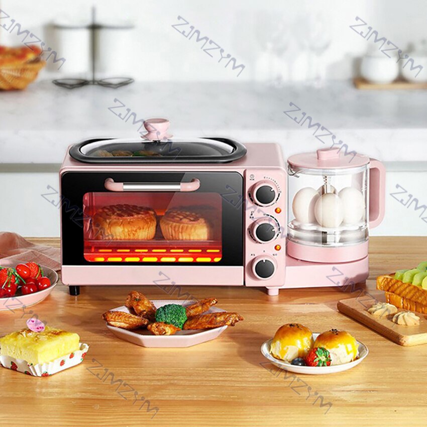 7.8L Electric Breakfast Machine Multifunctional Oven Mini Bread Sandwich Toaster Frying Pan Electric Kettle Boiler with Timer