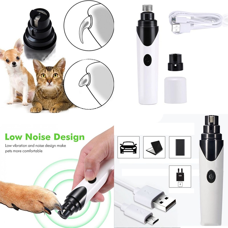 USB Opladen Huisdieren Kat Hond Nagels Slijpmachines Nagelknipper Stille Elektrische Honden Katten Poten Oplaadbare Nail Grooming Trimmer Gereedschap