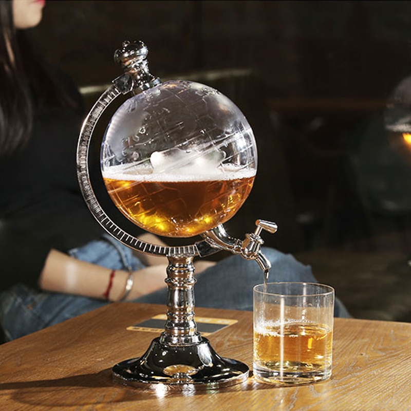 Globe Glas Dispenser Decanter Bar Accessoires Metalen Rietjes Wijn Bier Machine Tap Thuis Feestartikelen Creatieve Fles