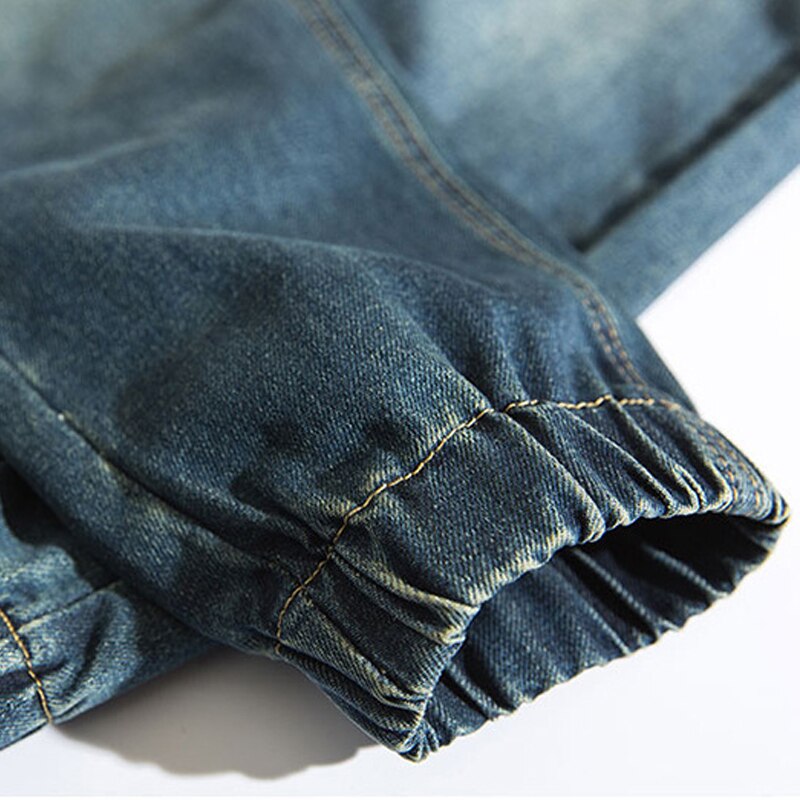Streetwear Denim Stretch Elastic Waist Jeans Men Blue Cargo Harem Jeans Male Plus Size 5XL Joggers Korean Full Length Pants