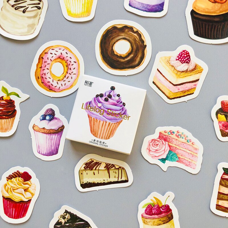 45pcs /Box Sweet Cake Dessert Adhesive Stickers Decorative Stick Label