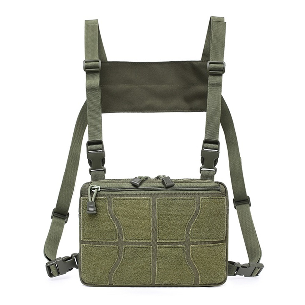 Outdoors Pouch Chest Kit Pack Vest Bag Front Pouch Outdoors Carry Pouch For Hiking Fishing Camping Backpacking: Army green