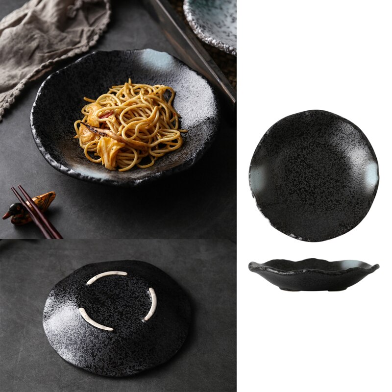 Japanse Retro Creatieve Keramische Ronde Plaat Restaurant Bestek Thuis Sushi Snack Schotel Steak Westerse Platen Praktische Servies