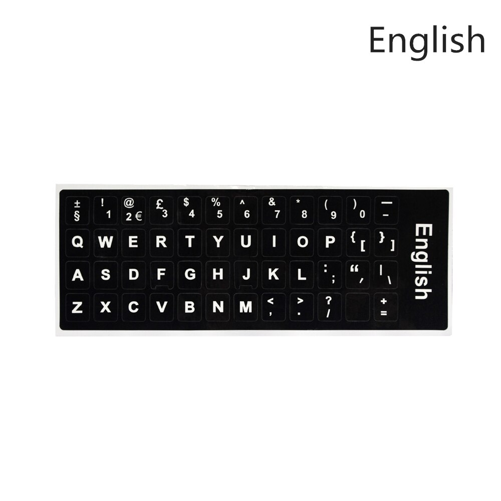 Durable Keyboard Sticker Russian/French/Spanish/Japanese/German/Arabic/Korean/Italian/English Lettering stickers for Laptop PC: English