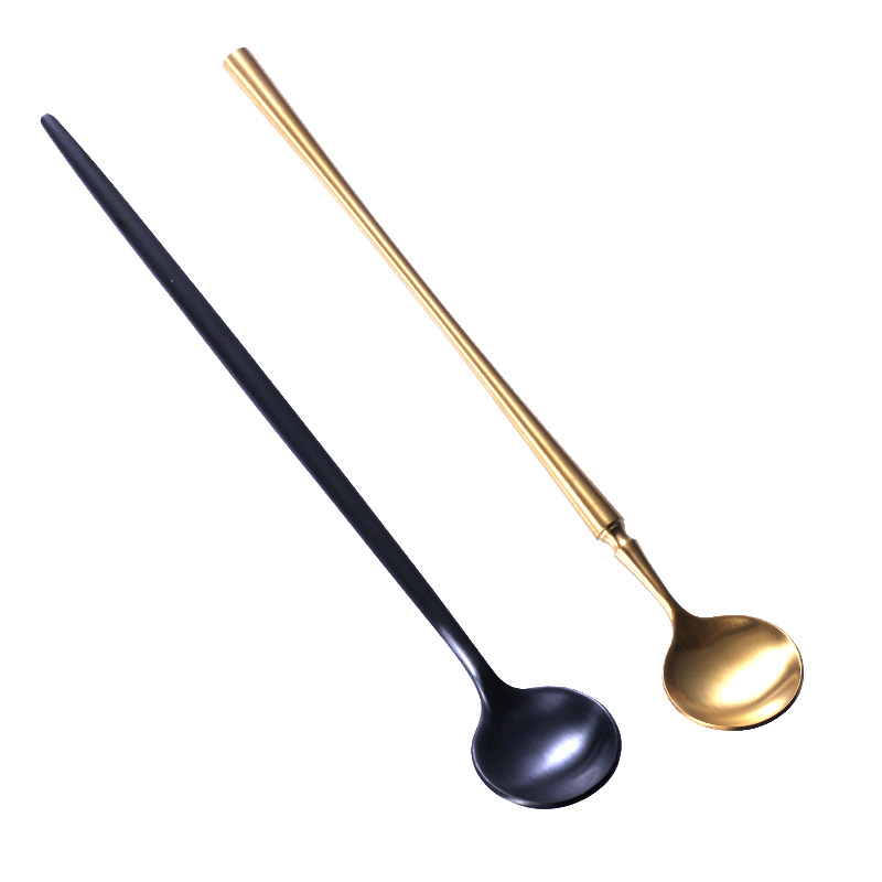 304 Stainless Steel Mixing Spoon Bar Spoon High-end Small Waist Shape Long Handle Ice Spoon Kitchen Gadget