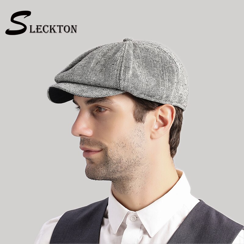 Sleckton peaky skygglapp bra tweed herr basker keps för män casual newsboy kepsar åttkantiga hatt visir casquette