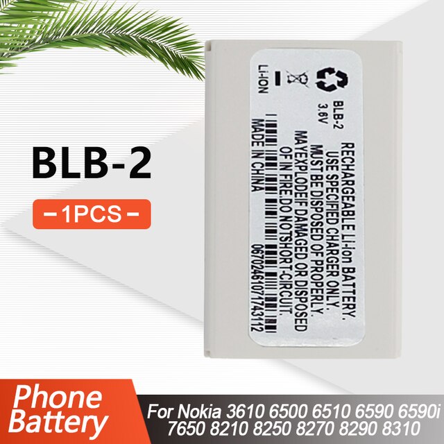 BLB-2 BLB2 BLB 2 Replacement Phone Battery For Nokia 8210 8250 8850 8910 8310 5210 6500 6590 6510 3610 8270 8910i 7650 6590i: 1PCS