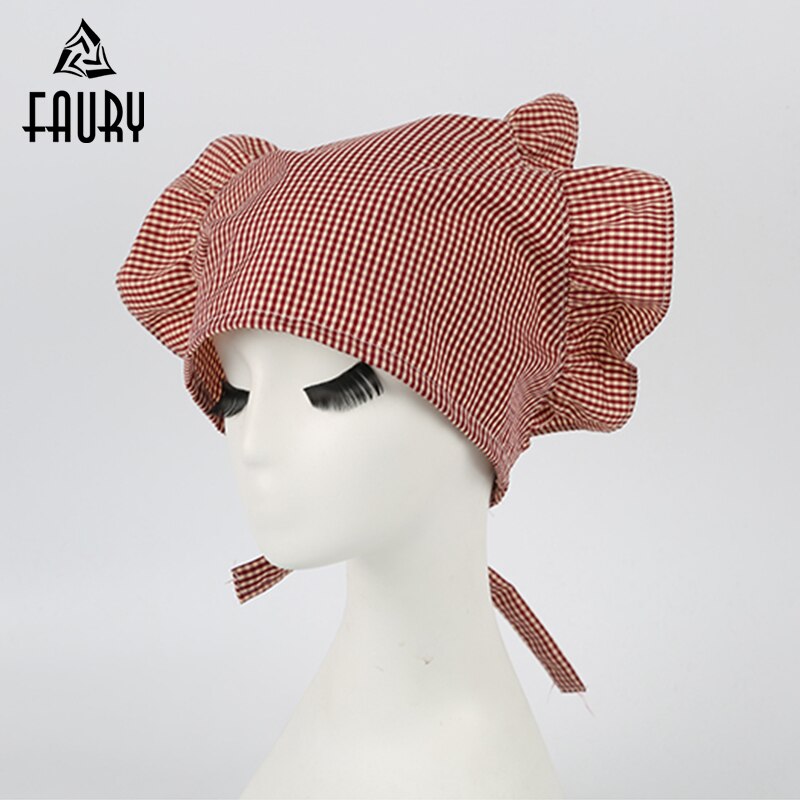 Gorros de cocina para Catering, cafetería, panadería, para cocinar trabajando en restaurante, gorro de Chef, camarera de Hotel, pastelería, gorra de cuadros ajustable
