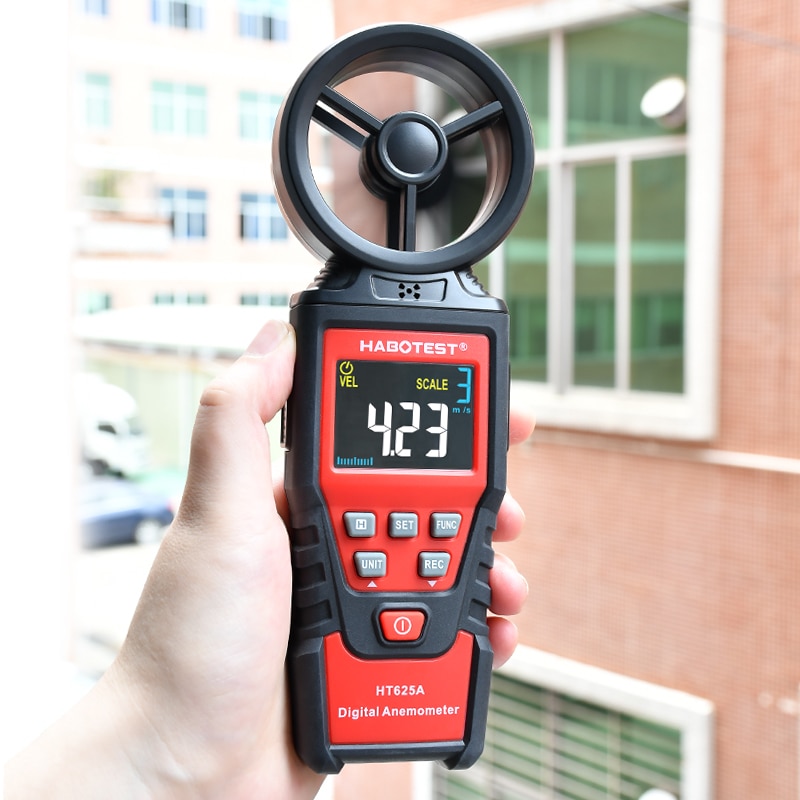 Lapotest ht625 medidor de velocidade do ar, digital com display colorido, medidor de velocidade do ar, balança max min avg