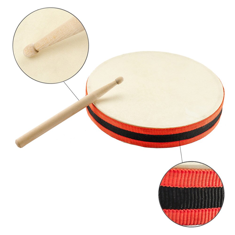 8 Inch Hand Drum Musical Percussion Handdrum Wood Frame Bodhran with Mallet for beginner Kids musical toy