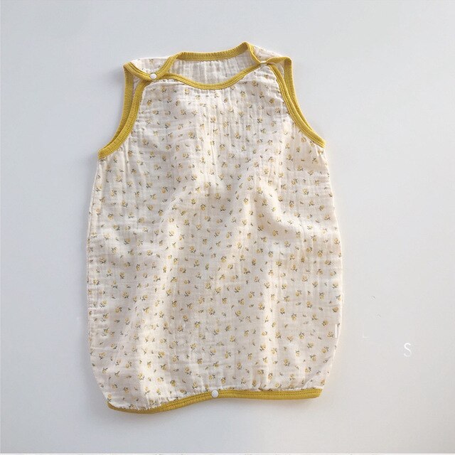 Zomer Koreaanse Baby Baby Slaapzakken Peuter Jongen Meisje Polk Dot Slapen Deken Katoen Bloemen Slaapzak Voor Babie: Yellow edge / 3T(100CM)