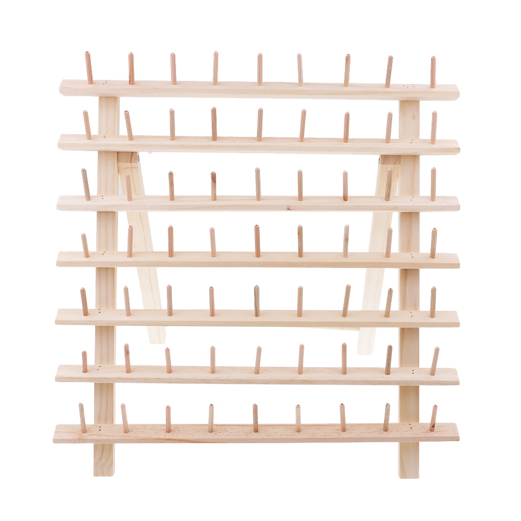 63-Spool Thread Rack, Wooden Thread Holder Sewing Organizer for Sewing, Quilting, Embroidery, Hair-braiding