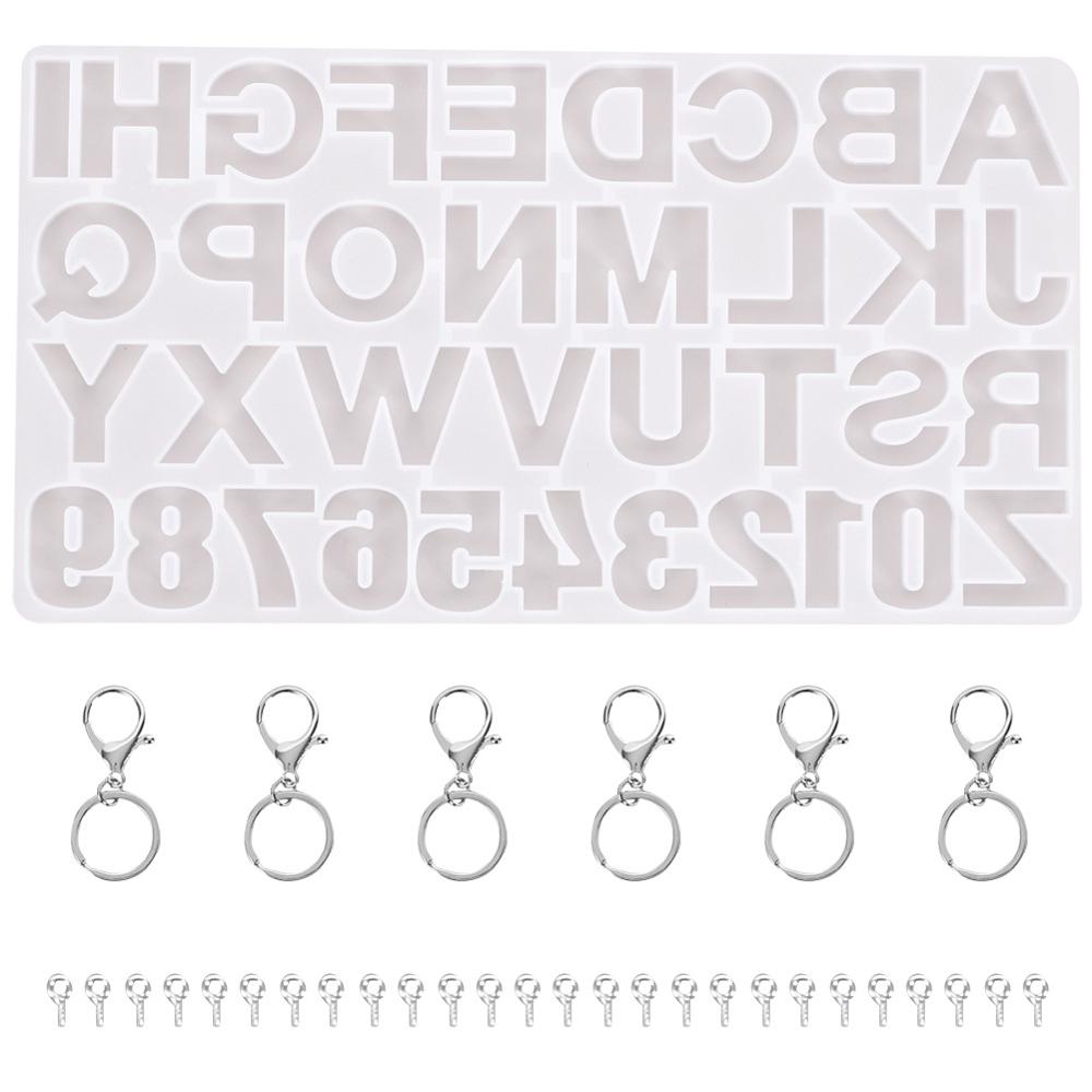 1 Set Epoxy Resin Alpha silicone mould Kit Jewelry Casting Tools DIY Handmade Findings Silicone Mold Alphanumeric Keychain mould
