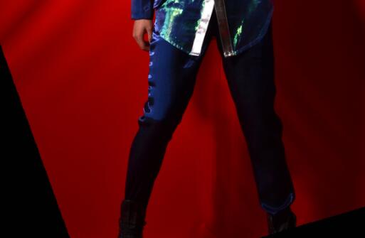 Blazer hombres trajes diseños rosa perla PU chaqueta para Hombre Trajes de escenario para cantantes ropa baile estilo estrella vestido punk rock: only pants / L