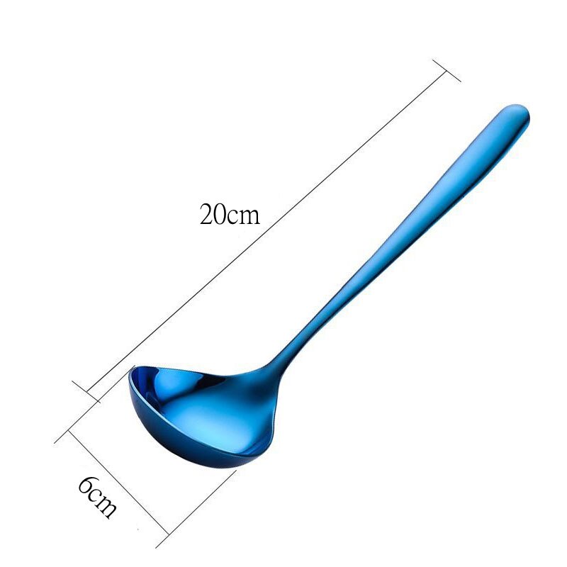 Stainless Steel Tableware Korean Long Handle Spoon Home Soup Spoons Cutlery Dinnerware Kitchen Cooking Utensils: Blue