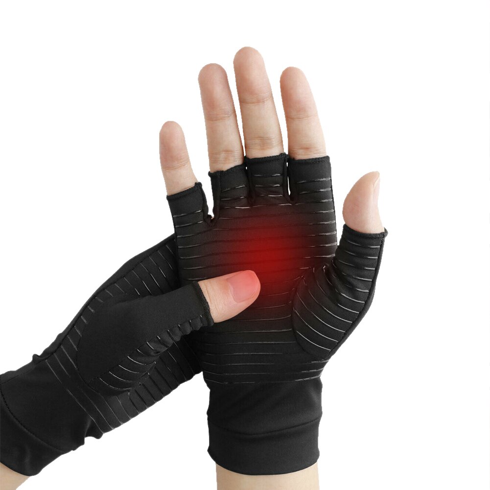 1 par kompressionsgigthandsker til kvinder mænd ledsmerter ledsmerning halvfingerbøjlebehandling håndledsstøtte skridsikker: M