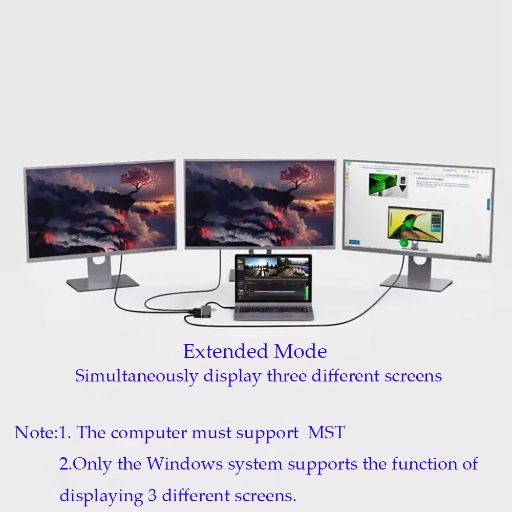 MST Hdmi VGA Adapter 12 IN 1 Docking Station Multi Usbc Hub Dual Hdmi RJ45 VGA PD For Macbook Pro Laptop Accessories Samsung Dex