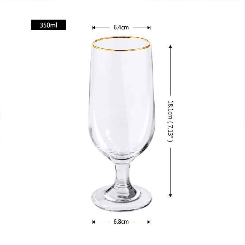 Copas de champán con borde dorado upspirit, juego de vasos para agua y zumo, para cóctel, vino, whisky, bar, bodas y fiestas.: 350ml
