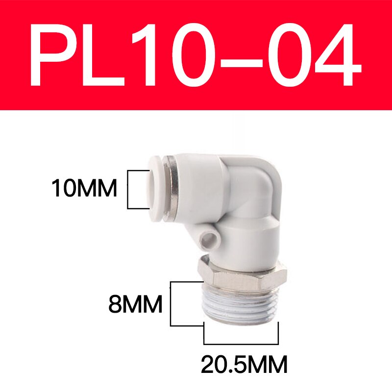 APL solenoid valve accessories PL4 6 8 10mm and miniature solenoid valve connector elbow connector white pneumatic connector: PL10-04