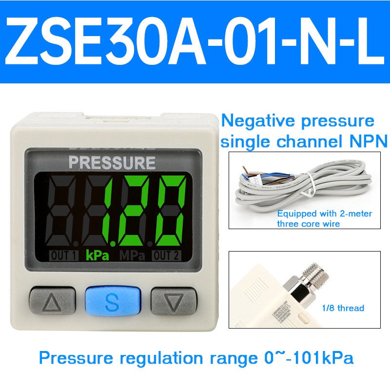 Digitaler Manometerschalter ZSE30AF Vakuum-Unterdruckmanometer ISE Positiver Druck DPSN1 Elektronisch Digital: green